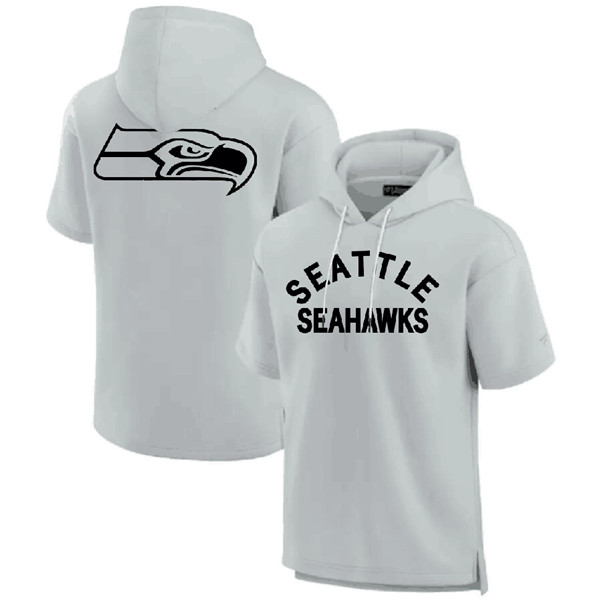 Men's Seattle Seahawks Gray Super Soft Fleece Short Sleeve Hoodie